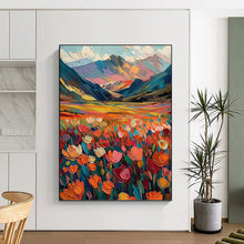 Load image into Gallery viewer, “Colorful Mountain Field with Flowers” - Expressive Landscape Art on Canvas DKH1597
