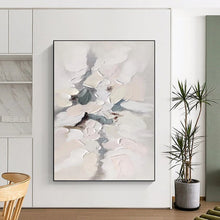 Load image into Gallery viewer, “Soft Textured Abstract in White and Grey” - White, Grey Abstract Art on Canvas DKH1174
