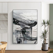 Load image into Gallery viewer, “Monochrome Textured Abstract” - Black, White, Grey Abstract Art on Canvas DKH1297
