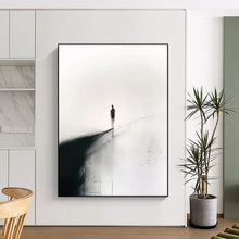 Load image into Gallery viewer, Black &amp; White Lone Figure Abstract Art, Suited for Serene Meditation Room &amp; Contemplative Office LargeART1931
