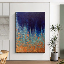 Load image into Gallery viewer, Hand - painted Large - scale Blue - Black Forest Abstract Acrylic Art for Nature - Inspired Living Rooms LargeART0054
