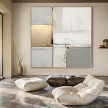 Load image into Gallery viewer, Gray &amp; Gold Geometric Abstract Painting, Suited for Luxury Living Room &amp; Sophisticated Office LargeART1432
