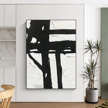 Load image into Gallery viewer, Substantial Bold Black - White Cross Abstract Acrylic for Art - Filled Dining Room LargeART0279
