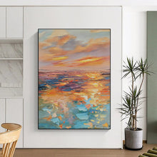 Load image into Gallery viewer, Vivid Sunset Sea Abstract Painting, Suited for Tropical - Themed Living Room &amp; Ocean - View Balcony LargeART1898

