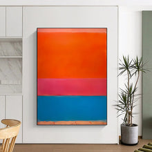 Load image into Gallery viewer, “Orange, Pink and Blue Color - Blocked Abstract” - Color - Field Abstract Art on Canvas DKH1604
