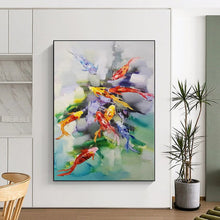 Load image into Gallery viewer, Large - Scale Colorful Koi Fish Abstract Acrylic Art for Dining Room &amp; Asian - Inspired Home LargeART0432
