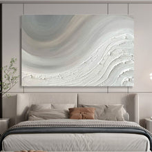 Load image into Gallery viewer, Abstract Painting on Canvas: Textured White Wave - “Quiet Motion” DKH584
