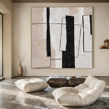 Load image into Gallery viewer, Geometric Black - White Abstract Canvas Painting, Perfect for Modern Office &amp; Minimalist Gallery LargeART1159

