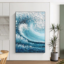 Load image into Gallery viewer, “Crashing Wave Impasto” – Thick, textured blue and white crashing wave. DTP322
