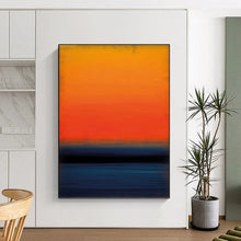 Load image into Gallery viewer, “Orange and Blue Gradient Sunset Revisited” - Color - Field Sunset Art on Canvas DKH1603
