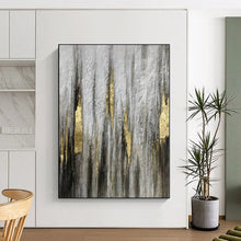 Load image into Gallery viewer, Enormous Gray and Gold Textured Abstract Acrylic for Industrial - Style Home Office &amp; Glamorous Entryway LargeART0321
