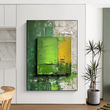 Load image into Gallery viewer, “Layered Green and Yellow Abstract” - Abstract Acrylic with Depth DTP030
