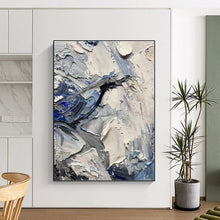 Load image into Gallery viewer, “Textured Blue and Grey Abstract Waves” - Blue, Grey, White Abstract Art on Canvas DKH1257
