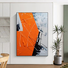 Load image into Gallery viewer, Oversized Orange and Black Dynamic Abstract Acrylic for Modern Dance Studio &amp; Edgy Home Bar LargeART0325
