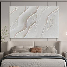 Load image into Gallery viewer, Hand - painted White Textured Wave Patterns Acrylic Art for Minimalist Spa Decor LargeART1733
