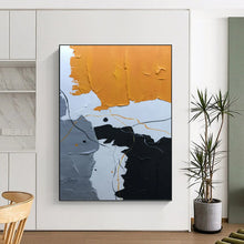 Load image into Gallery viewer, “Colorful Line and Shape Abstract” - Orange, Black, Grey, White Abstract Art on Canvas DKH1334
