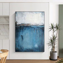 Load image into Gallery viewer, Abstract Blue Landscape Art for Modern Bedroom &amp; Calming Study LargeART0883
