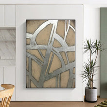 Load image into Gallery viewer, Silver &amp; Beige Abstract Art, Ideal for Modern Loft &amp; Sophisticated Office LargeART2328
