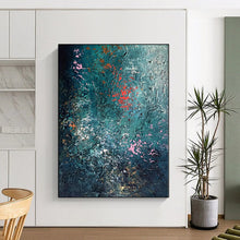 Load image into Gallery viewer, Hand - painted Oversized Teal - Toned Textured Abstract Acrylic Art for Calm Bedrooms LargeART0002
