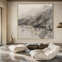 Load image into Gallery viewer, Monochrome Mountain Landscape Abstract Canvas Painting, Great for Serene Study &amp; Nature - Inspired Living Room LargeART1200

