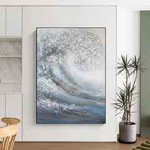 Load image into Gallery viewer, “Swirling Wave with Gold Accents” – Textured, swirling wave in blue and white, with gold hints. DTP337
