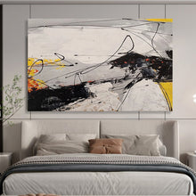 Load image into Gallery viewer, Expressive Black and White with Yellow Accents Abstract acrylic painting DLZ030
