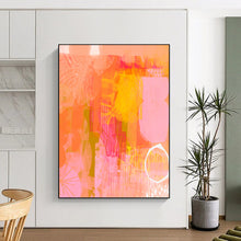 Load image into Gallery viewer, Coral &amp; Orange Abstract Collage Painting, Ideal for Bohemian Living Room &amp; Creative Studio LargeART2003
