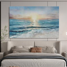 Load image into Gallery viewer, “Sunset Over Ocean” - Realistic - Inspired Abstract Acrylic, Great for Beach House and Bedroom DLZ258
