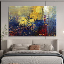 Load image into Gallery viewer, Golden - Hued Abstract Cityscape Painting for Urban Penthouse &amp; Modern Office Lobby DKH193
