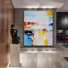 Load image into Gallery viewer, Blue White Yellow Abstract Painting Textured Canvas Painting Large Canvas Art For Living Room
