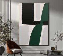 Load image into Gallery viewer, Abstract Black White Green Abstract Painting Home Bedroom Wall Decor Geometric Wall Art
