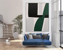 Load image into Gallery viewer, Abstract Black White Green Abstract Painting Home Bedroom Wall Decor Geometric Wall Art
