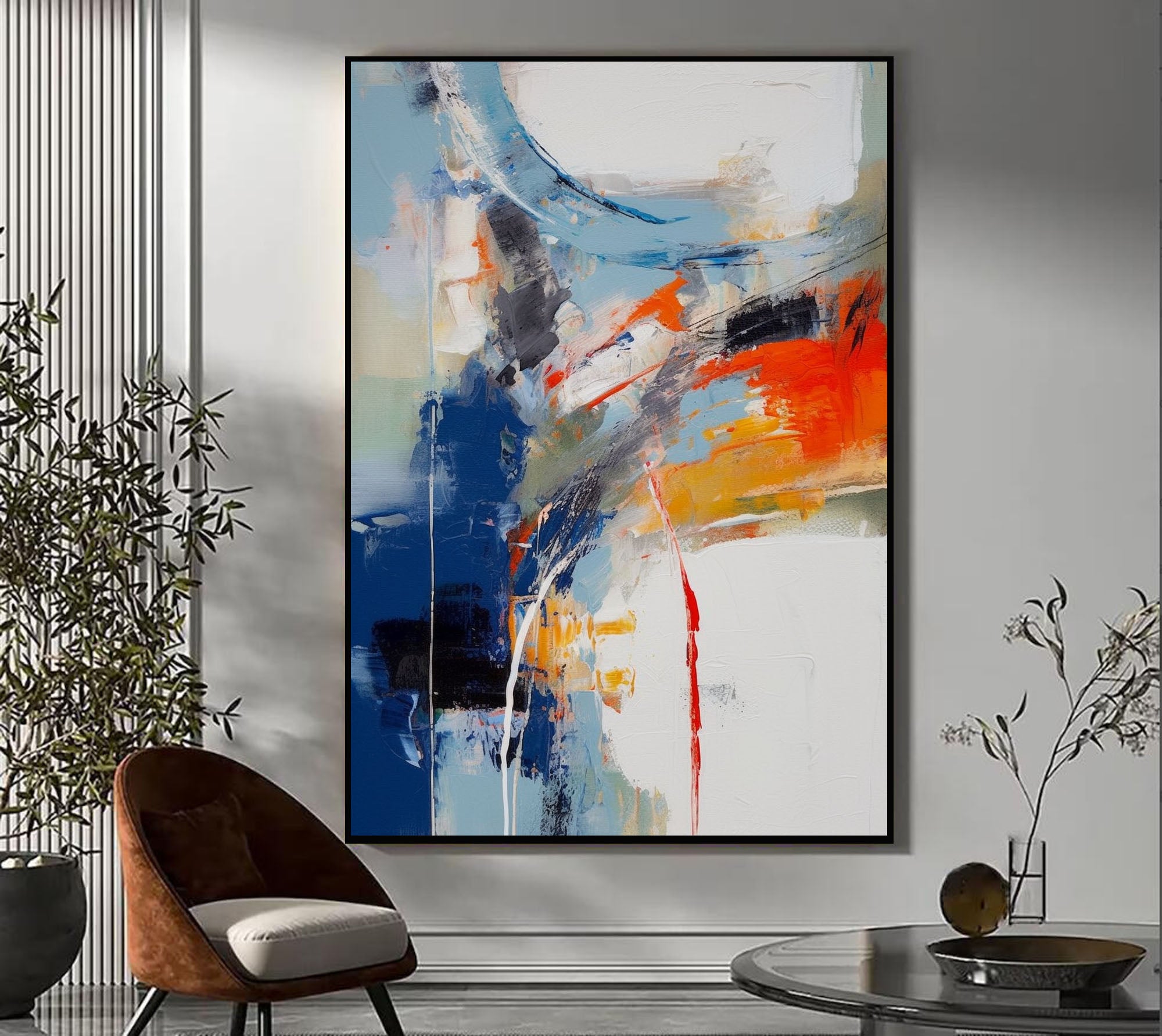 Red Abstract Painting Oversized Abstract Red Canvas Art Textured Abstract Wall Art Big Modern Blue high quality Painting Large Canvas Art For Living Room