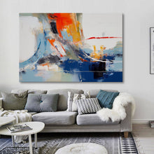 Load image into Gallery viewer, Blue White Red Palette Knife Abstract Painting Textured painting Extra Large Wall Art For Living ROOM Office Big Modern Canvas Art

