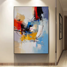 Load image into Gallery viewer, Blue White Red Palette Knife Abstract Painting Textured painting Extra Large Wall Art For Living Room Bedroom Big Modern Canvas Art
