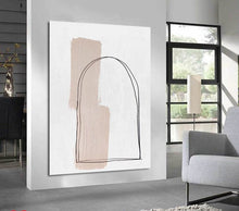 Load image into Gallery viewer, Beige And White Geometric Abstract Canvas Painting Sp055
