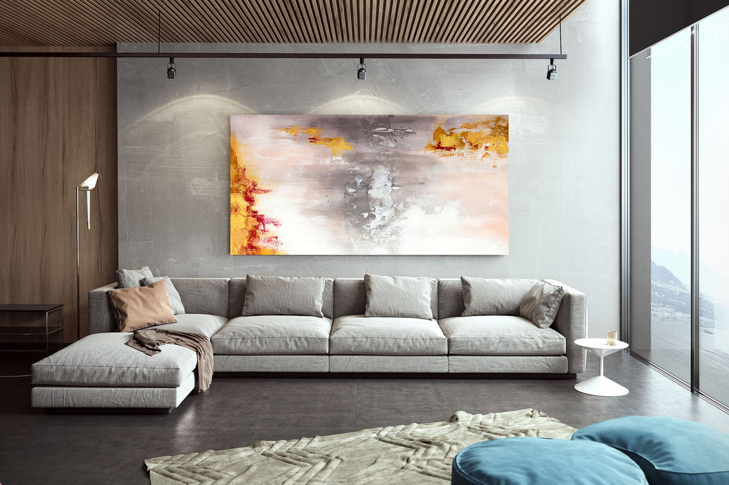 Beige Yellow White Abstract Painting Coloful Paintings Modern Art Kp123