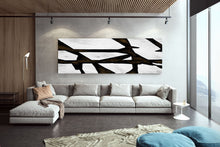 Load image into Gallery viewer, Black And White Abstract Acrylic Painting Huge Art Kp095
