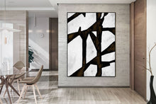 Load image into Gallery viewer, Black And White Abstract Acrylic Painting Huge Art Kp095
