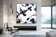 Load image into Gallery viewer, Black And White Beige Abstract Painting Large Artwork Kp084
