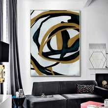 Load image into Gallery viewer, Black And White Wall Art Gold Abstract Painting for Living Room Kp105
