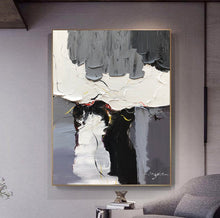 Load image into Gallery viewer, Black And White Wall Art Grey Abstract Painting for Living Room Kp106
