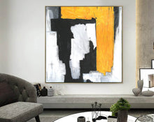 Load image into Gallery viewer, Black And White Yellow Abstract Painting Modern Art On Canvas Sp066
