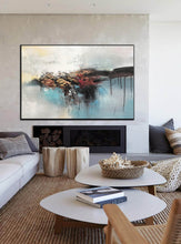 Load image into Gallery viewer, Black Blue White Abstract Painting on Canvas Contemporary Art Wp012
