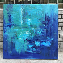 Load image into Gallery viewer, Blue Abstract Painting Texture Palette Knife Modern Painting Wp054
