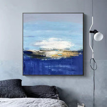 Load image into Gallery viewer, Blue And White Abstract Canvas Painting Handmade Textured Painting Wp031
