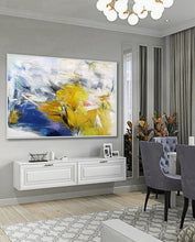 Load image into Gallery viewer, Blue Energy Yellow Abstract Painting Oversized Colorful Canvas Art Sp104
