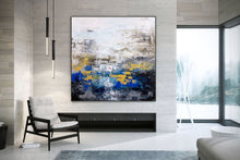 Load image into Gallery viewer, Blue Gray Gold Abstract Painting Coloful Paintings Modern Art Kp122

