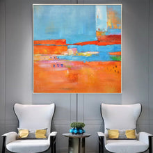 Load image into Gallery viewer, Blue Orange Abstract Painting Living Room Art Canvas Painting Wp001
