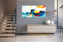 Load image into Gallery viewer, Blue Red Yellow Abstract Painting White Contemporary Art Kp079
